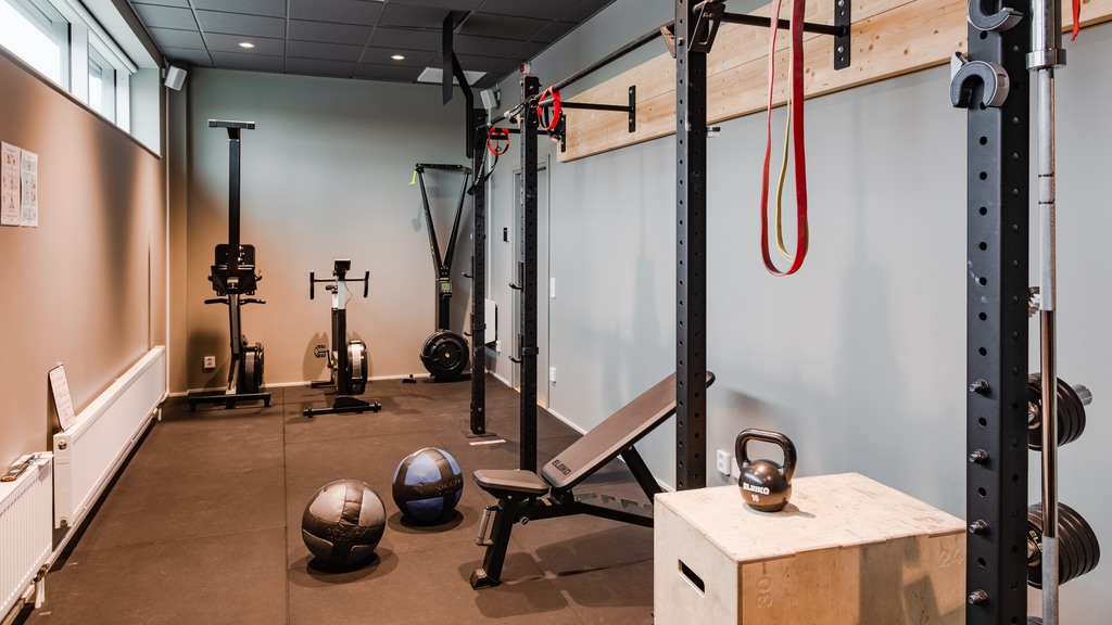 Hindbygården 7 har ett gym i fastigheten 