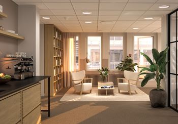 Lyst og indbydende lejemål klods op ad letbanen