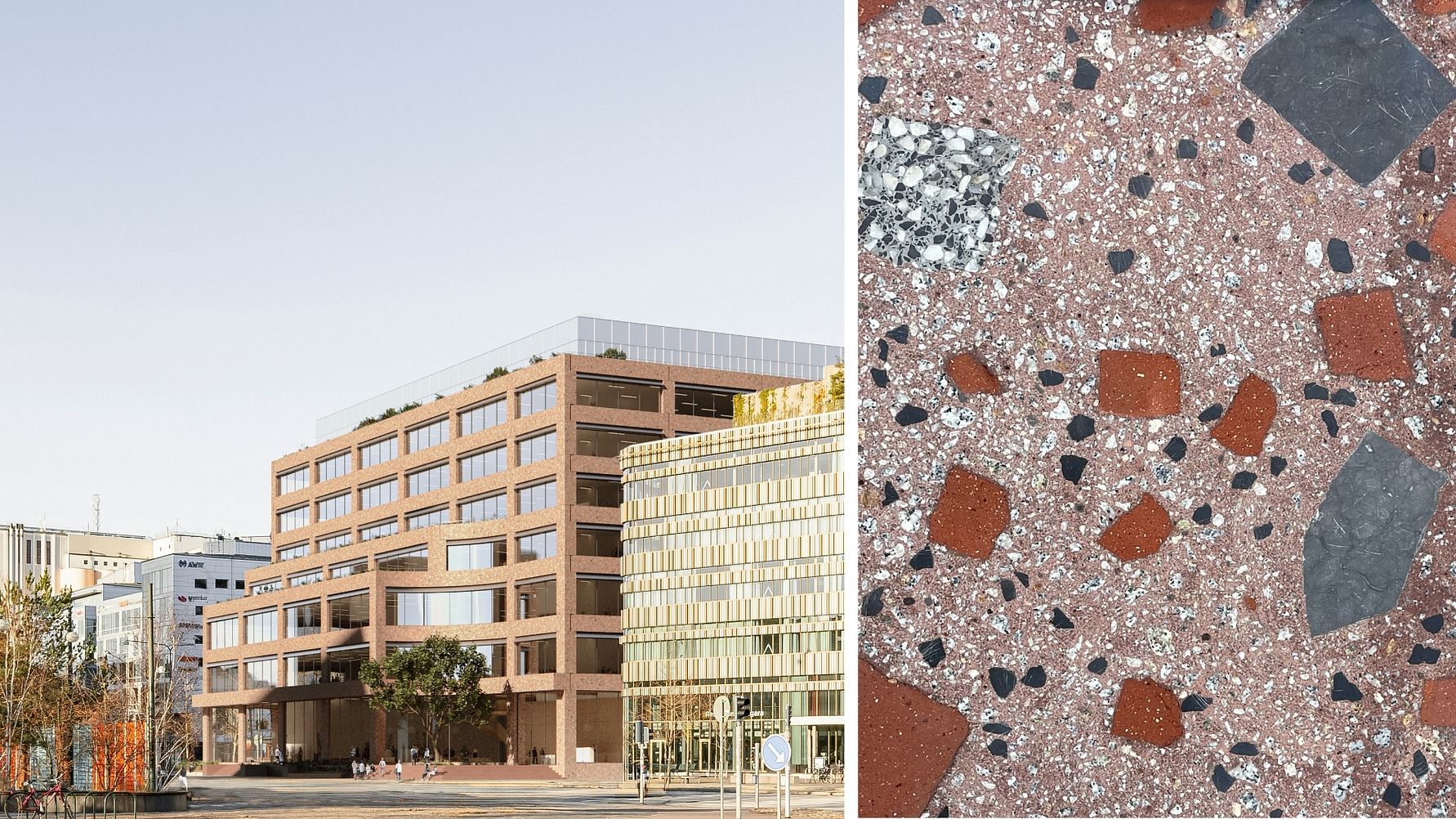 Fasaden på nya universitetsbyggnaden Amphitrite i Malmö – en hyllning till historia och framtid