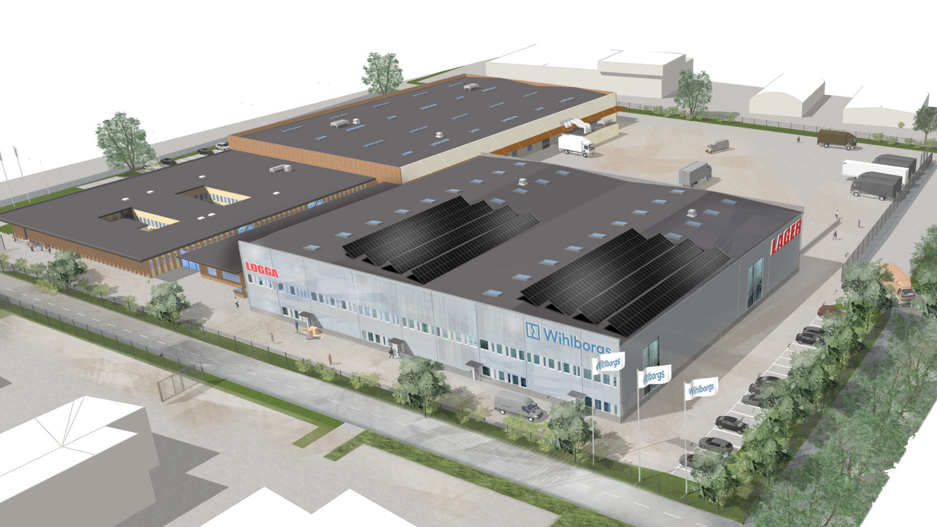 Visualisering av Spännbucklan 9, en logistikanläggning. 
