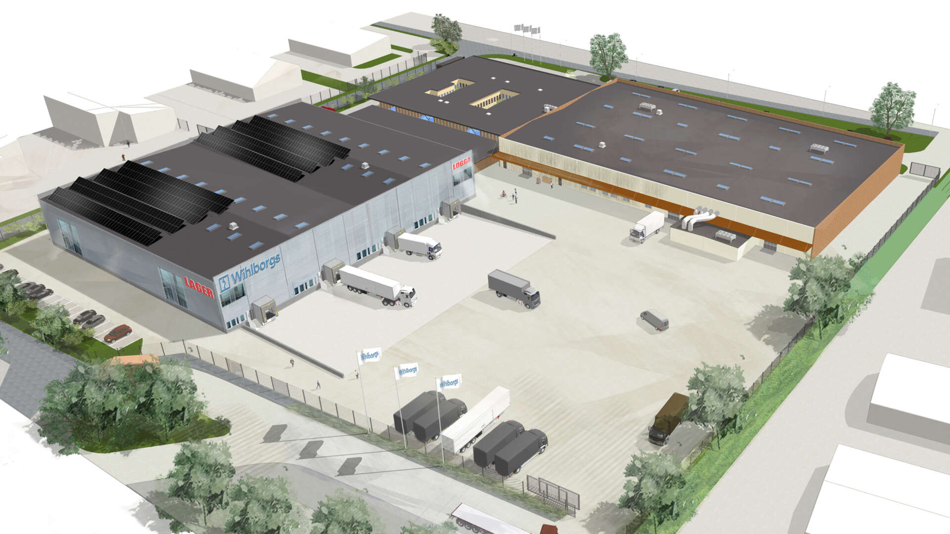 Visualisering av Spännbucklan 9, en logistikanläggning.