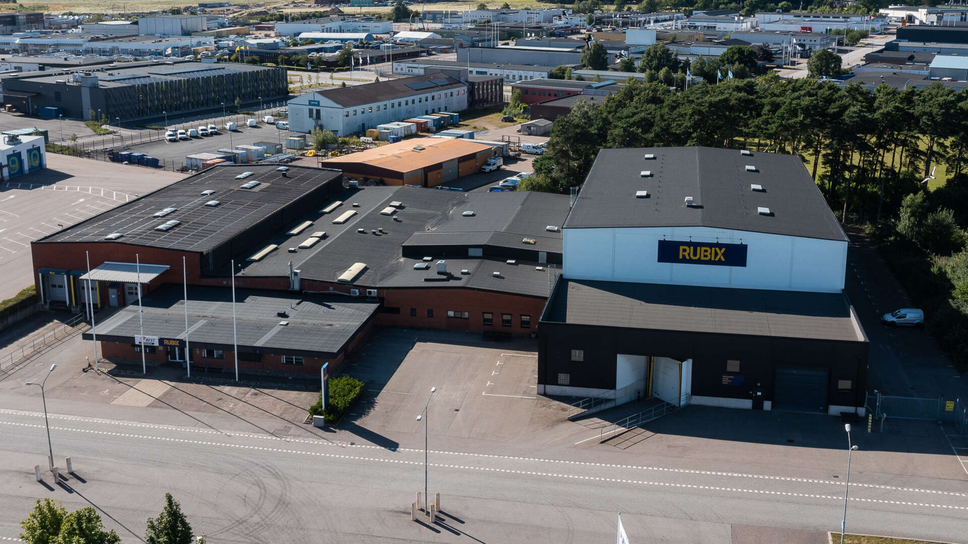 Flygfoto av industrifastigheten Musköten 17.